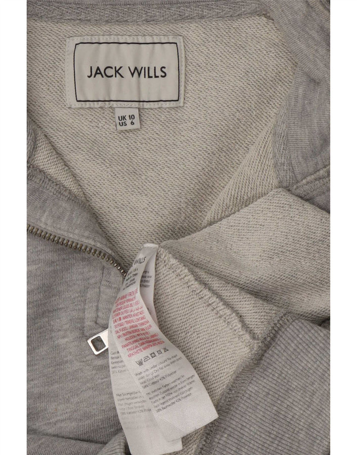 Suéter feminino Jack Wills com zíper e gola grande, Reino Unido 10, pequeno, cinza