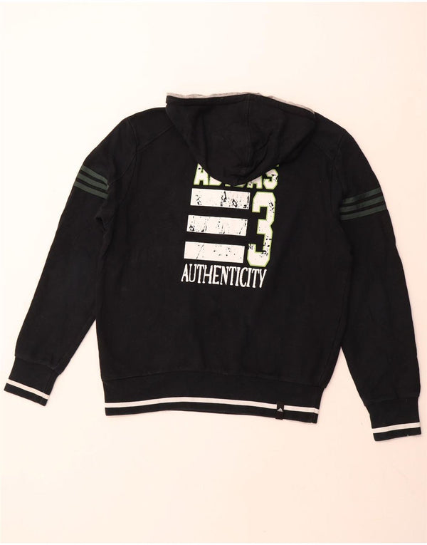 ADIDAS Mens Graphic Zip Neck Hoodie Jumper UK 40/42 Médio Azul Marinho