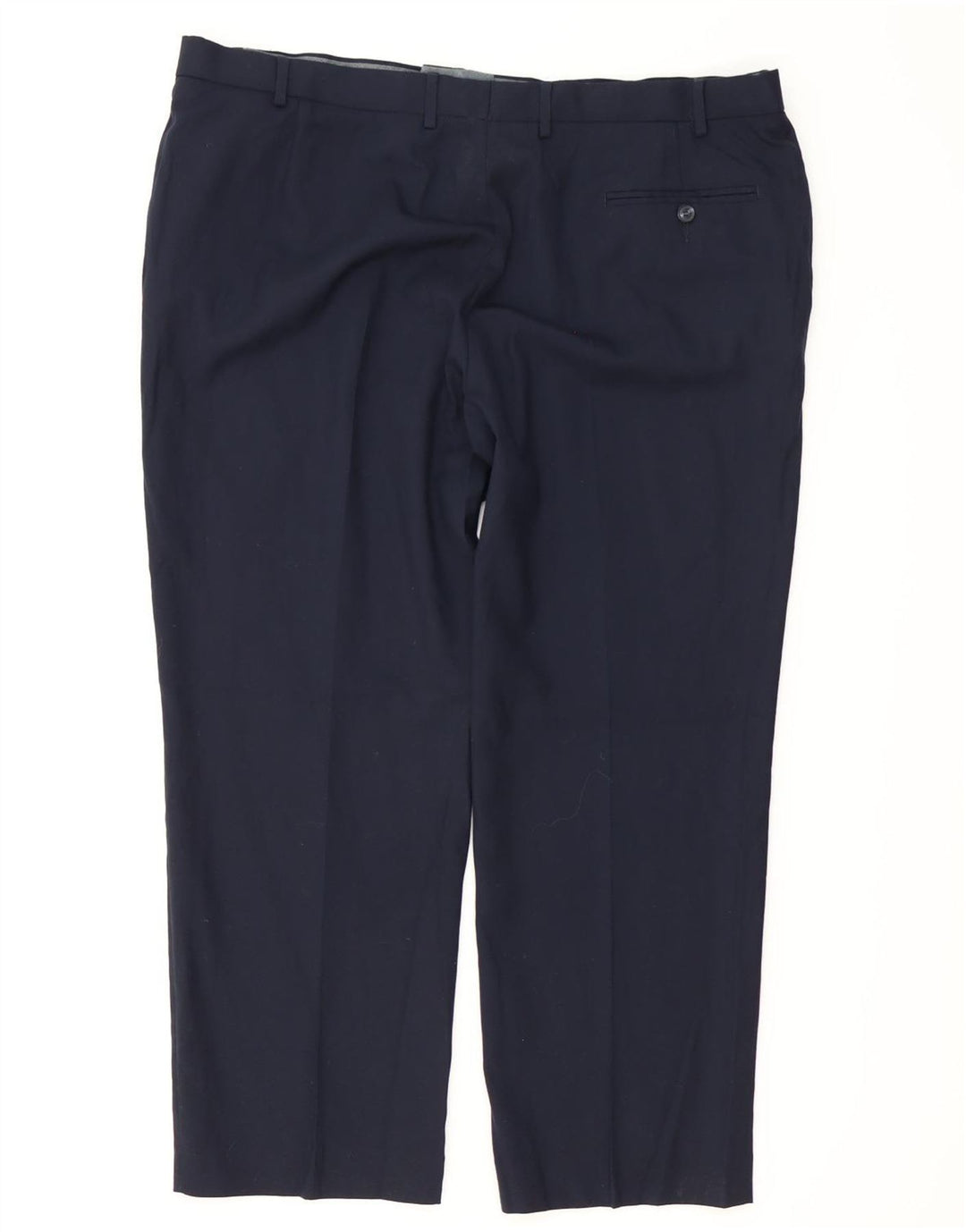 Calça masculina de ajuste regular MARKS & SPENCER W42 L29 lã azul marinho
