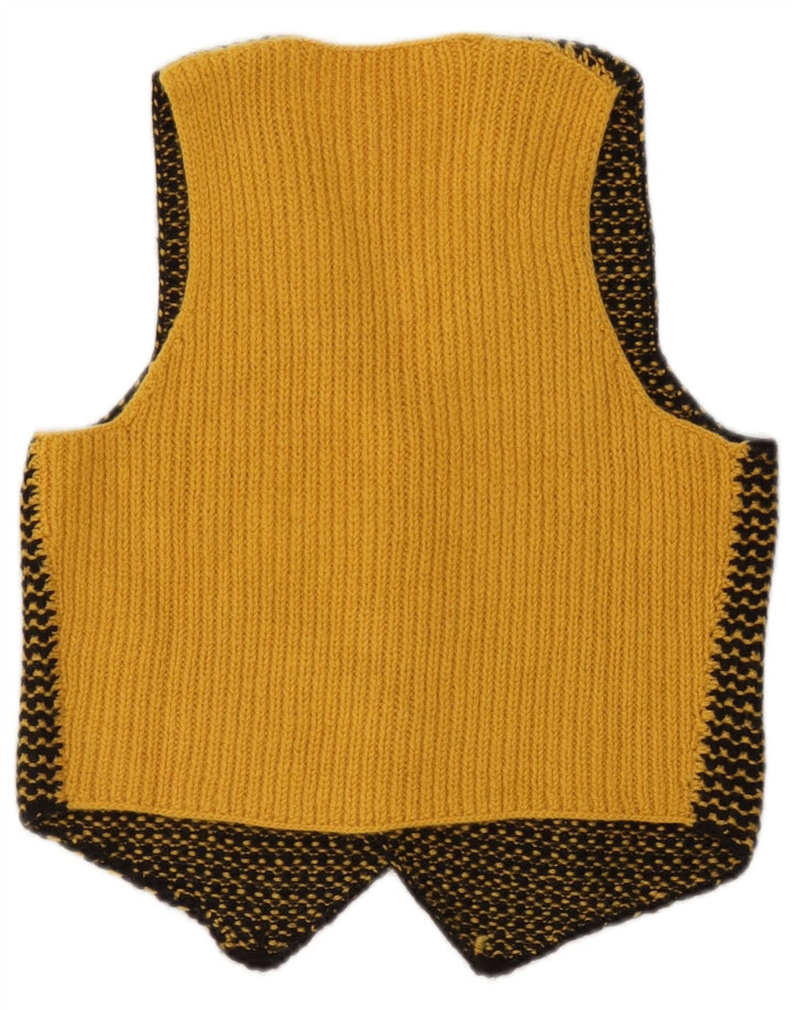 Colete de malha vintage masculino pequeno listrado amarelo