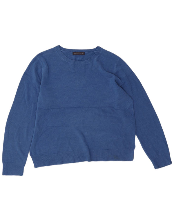 Suéter feminino Marks & Spencer com gola canoa Reino Unido 18 XL azul acrílico