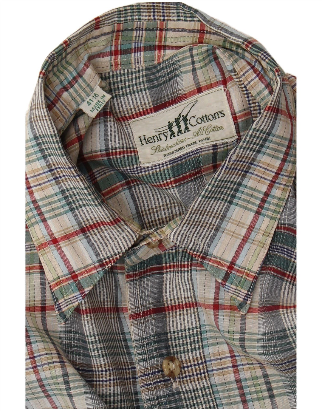 Camisa masculina de flanela Henry Cottons tamanho 41 16 grande xadrez multicolorida