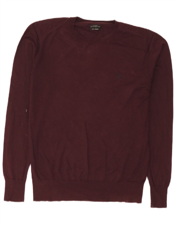 Suéter masculino All Saints com gola redonda e algodão Borgonha médio