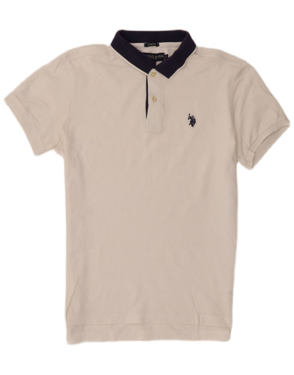 US Polo Assn. Camisa masculina pequena branca de algodão colorblock