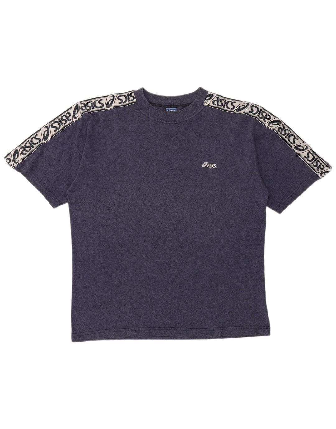 Camiseta gráfica masculina Asics Top grande algodão manchado azul marinho