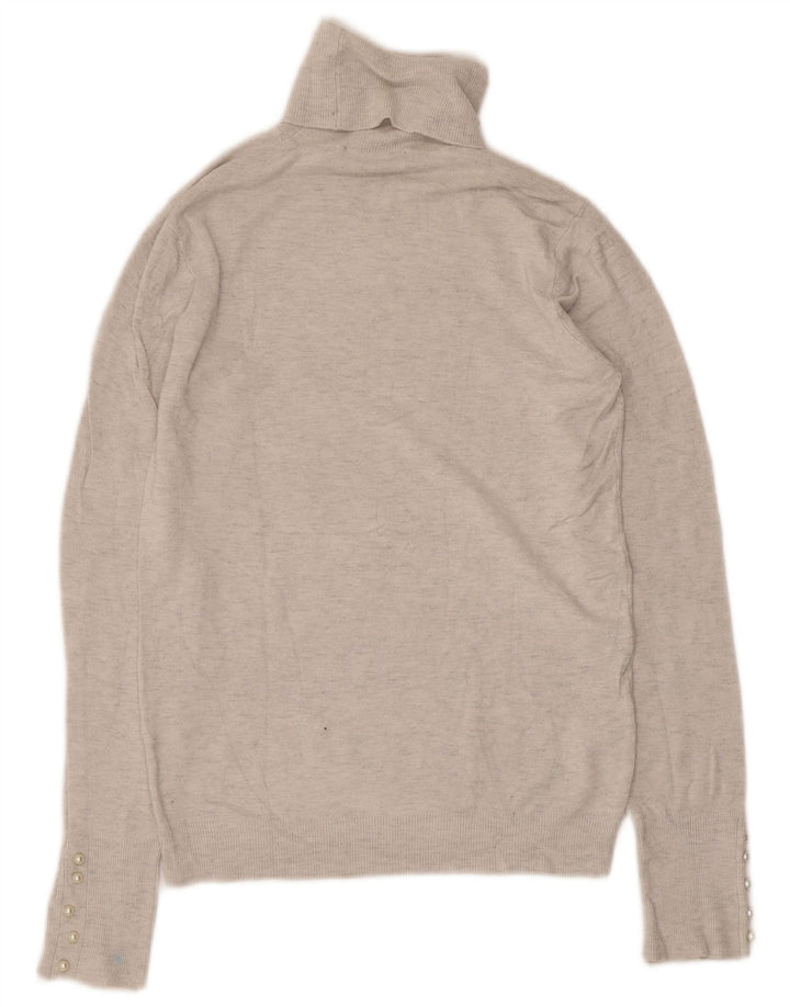 Zara Suéter feminino com gola redonda e gola redonda, Reino Unido 12, cinza médio