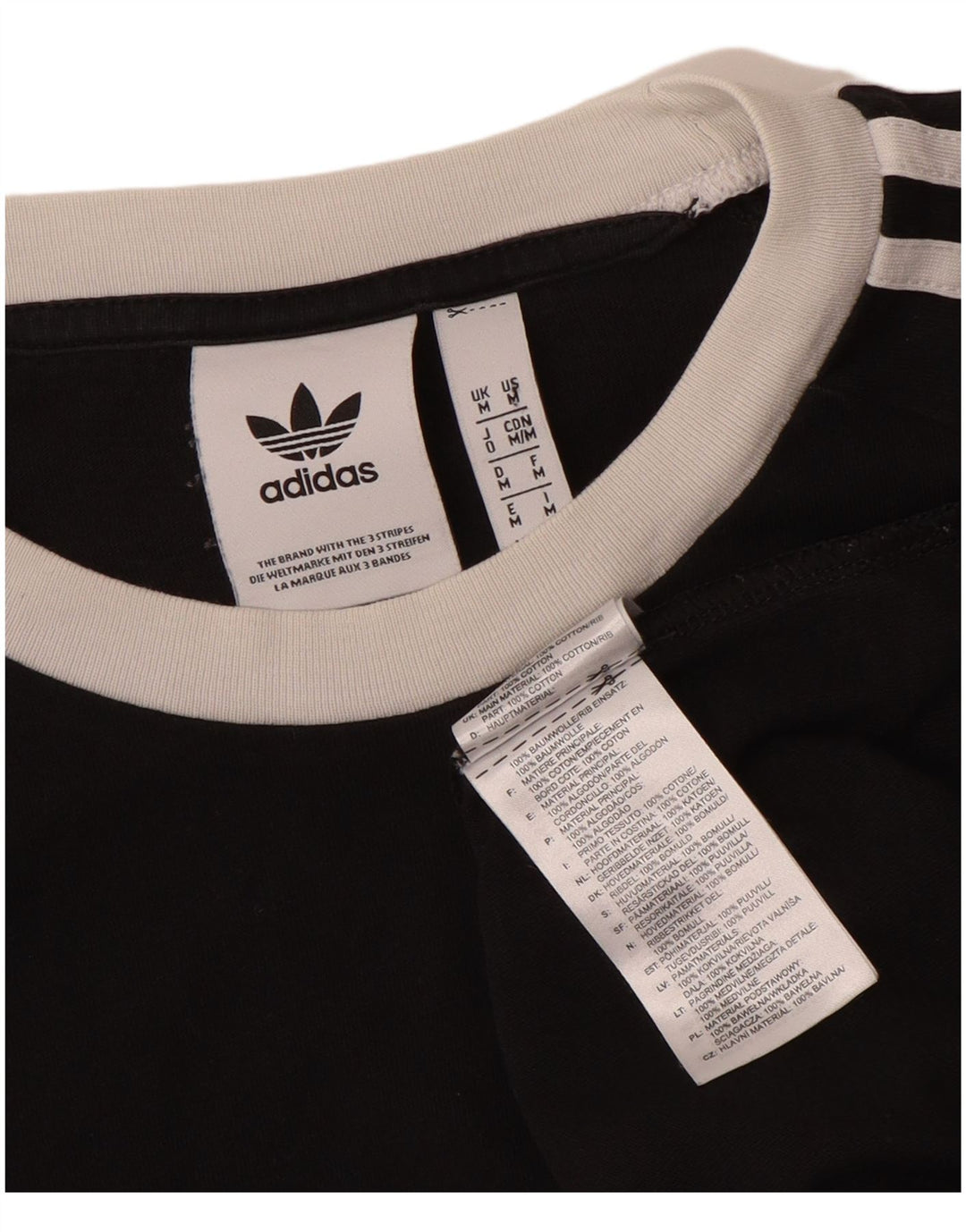 Adidas Mens Camiseta Top Médio Algodão Preto