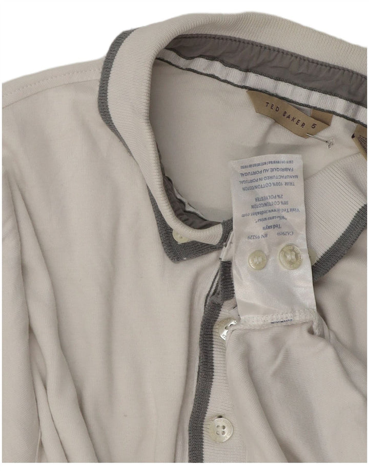 Camisa polo masculina Ted Baker tamanho 5 XL algodão branco