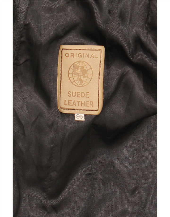 Casaco de couro feminino vintage IT 46 grande couro preto
