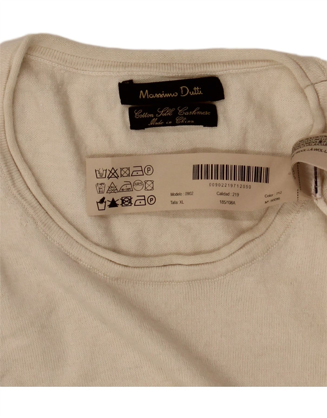 Top feminino Massimo Dutti manga comprida UK 18 XL algodão bege