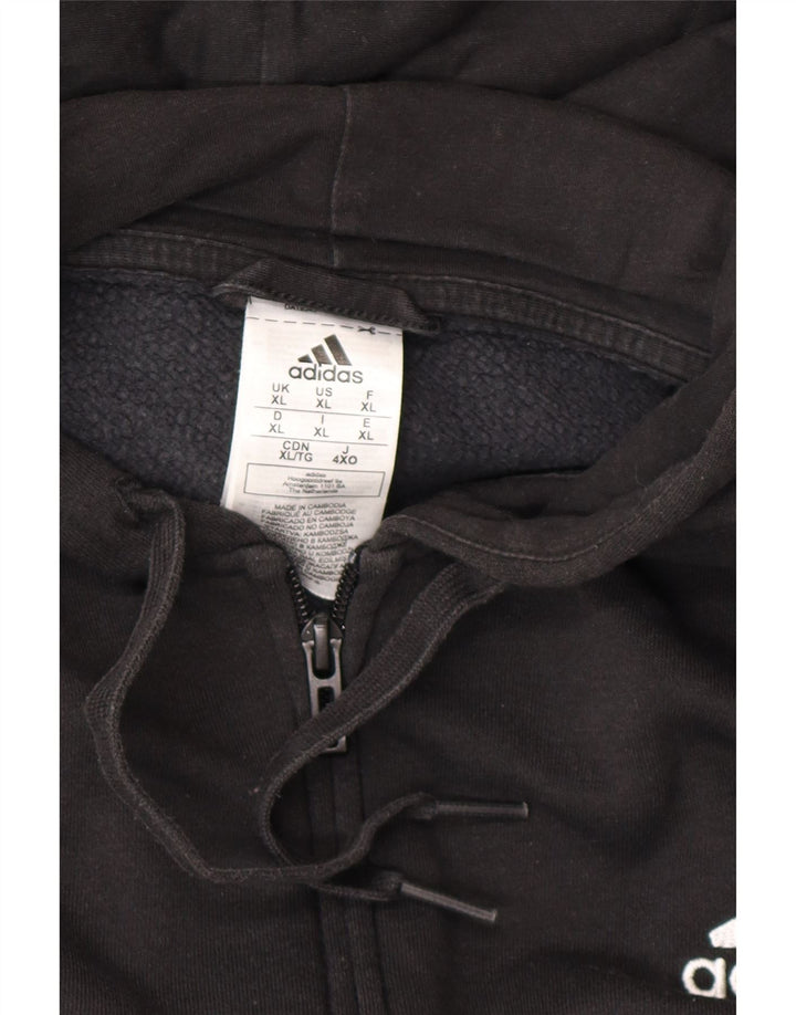 ADIDAS Mens Zip Hoodie Sweater XL Algodão Preto