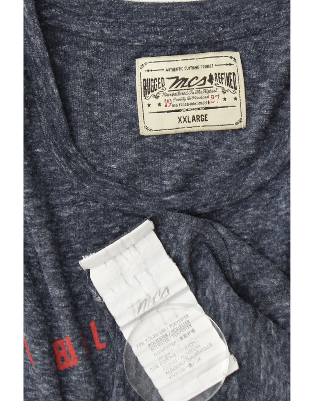 Camiseta gráfica masculina Marlboro Classics Top 2XL Poliéster manchado azul marinho
