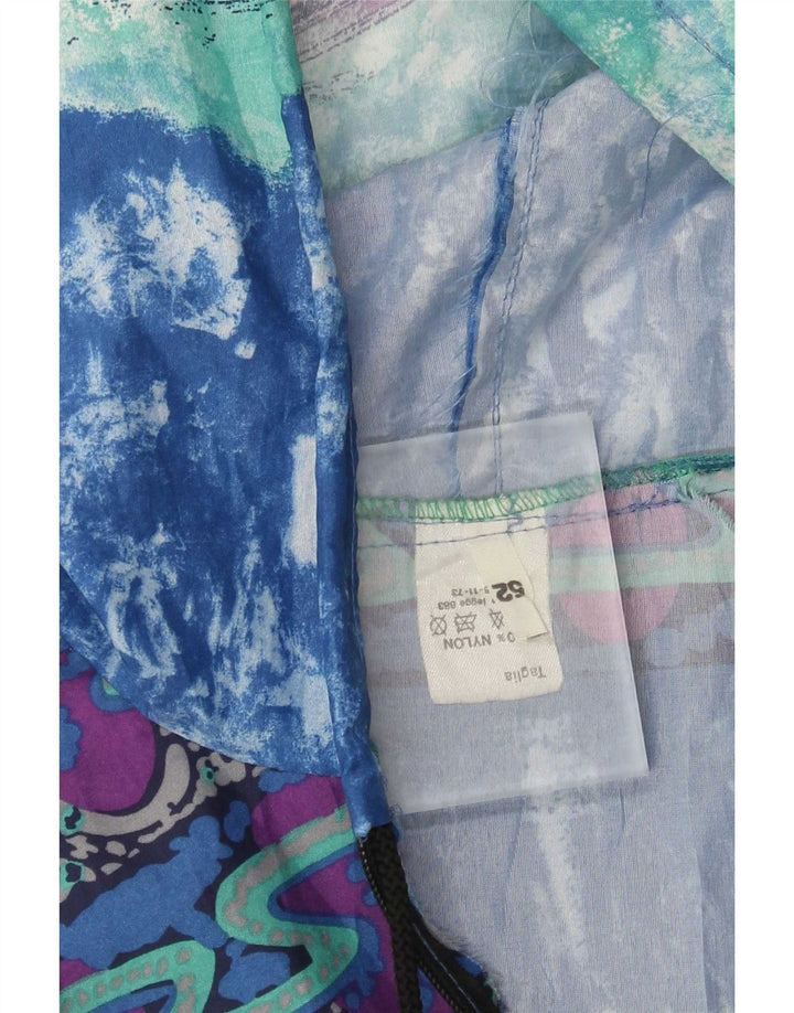 Jaqueta de chuva com capuz vintage masculina com padrão abstrato IT 52 XL multicolorida