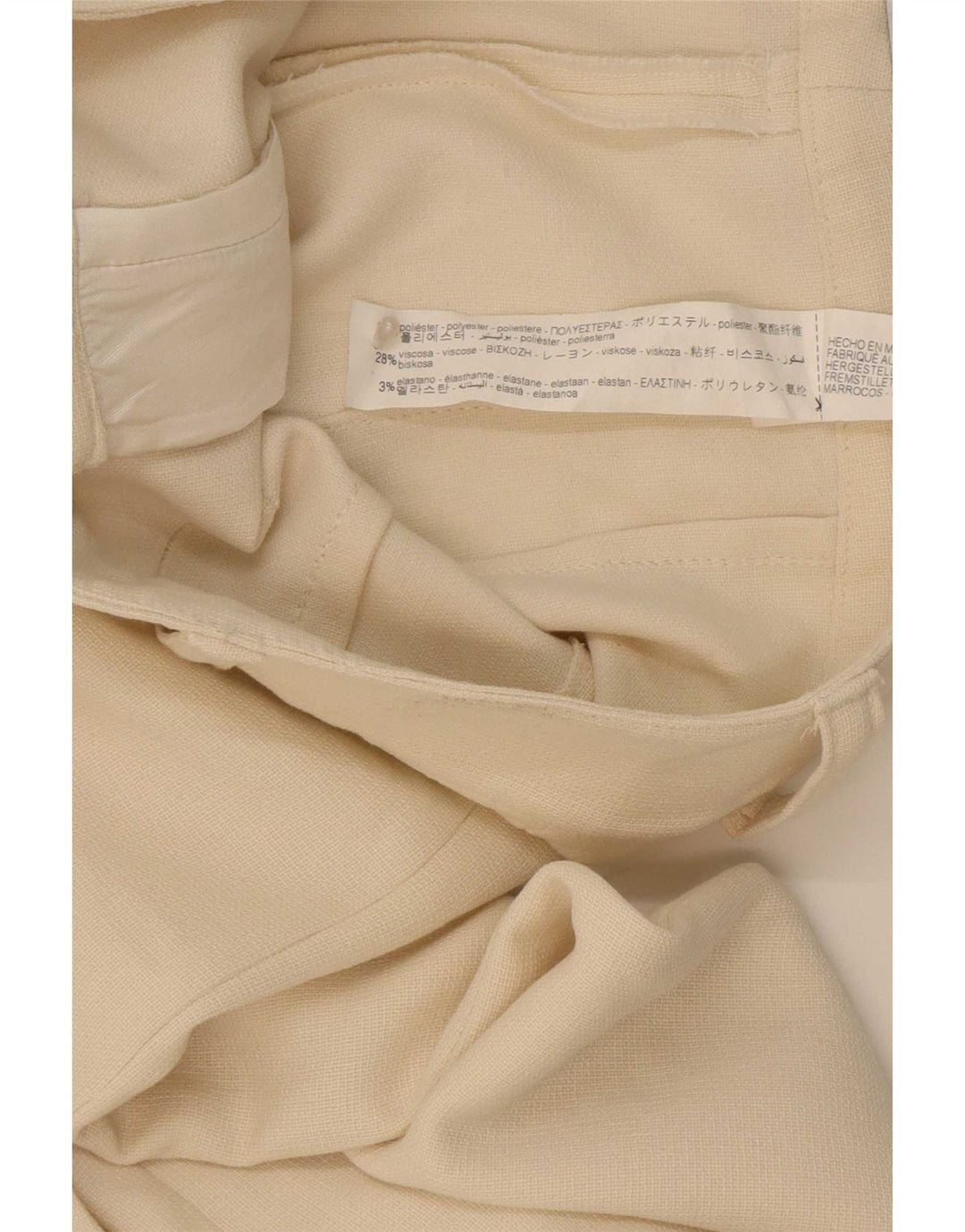 Calça feminina reta casual Zara médio W32 L33 poliéster branco