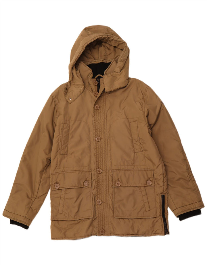 ASTROLABIO Jaqueta masculina acolchoada com capuz UK 42 XL marrom nylon