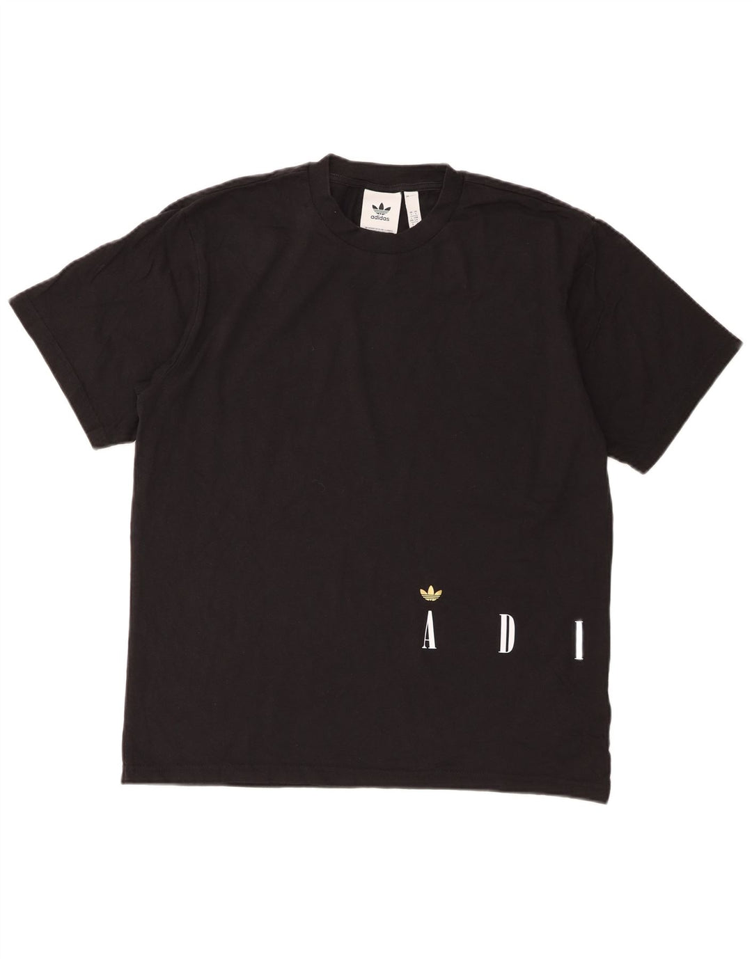 Adidas Mens Graphic T-Shirt Top Grande Algodão Preto