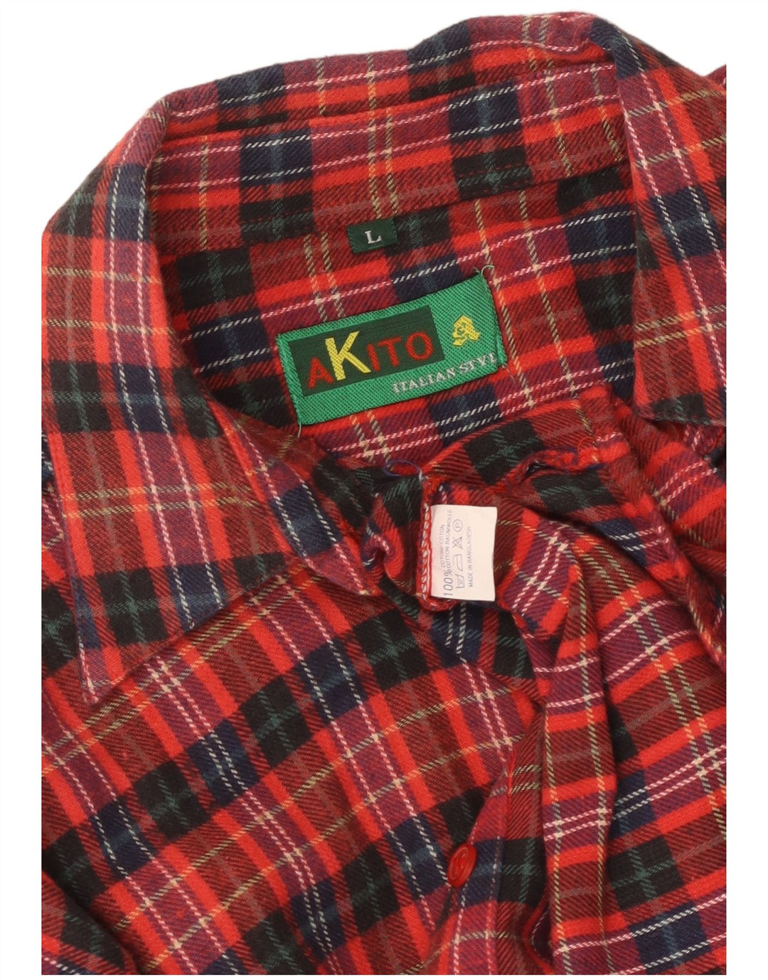 Camisa feminina de flanela Akito Reino Unido 16 grande algodão xadrez vermelho