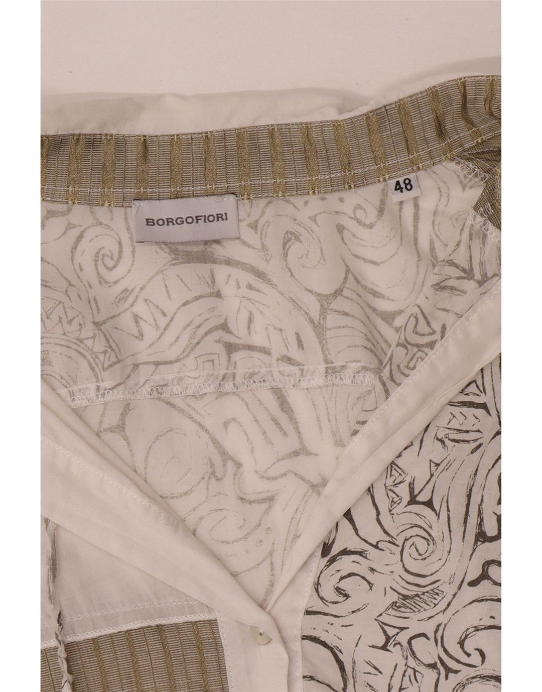 Borgofiori blusa feminina manga 3/4 IT 48 XL patchwork branco