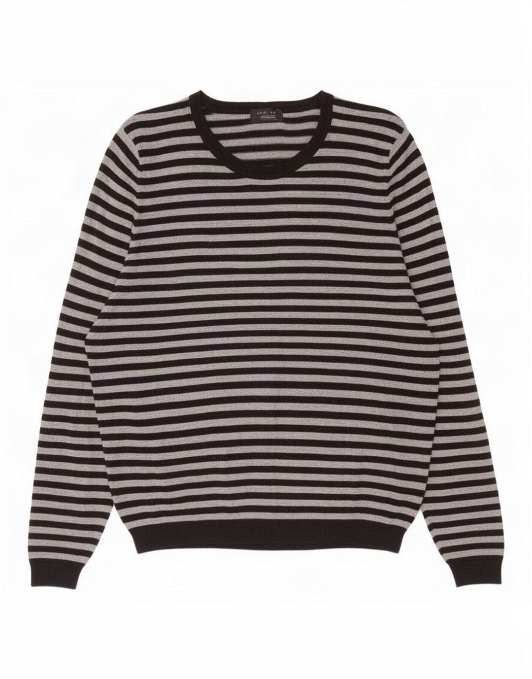 Zara Top masculino manga comprida XL cinza listrado viscose