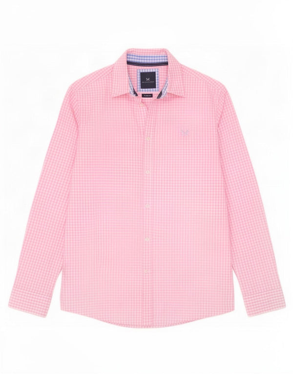 Camisa masculina clássica de ajuste da Crew Clothing algodão guingão rosa médio