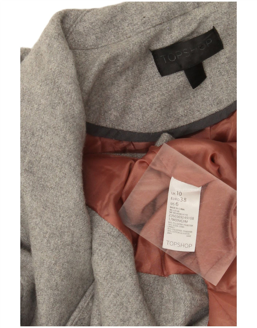 Jaqueta Blazer Feminina Topshop Reino Unido 10 Poliéster Cinza Pequeno