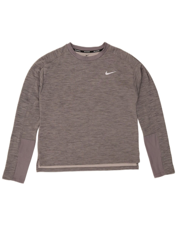 Nike Mens Dri Fit Top Manga Longa Cinza Médio Flecked