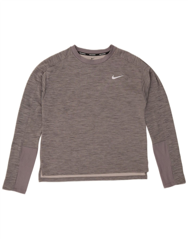 Nike Mens Dri Fit Top Manga Longa Cinza Médio Flecked