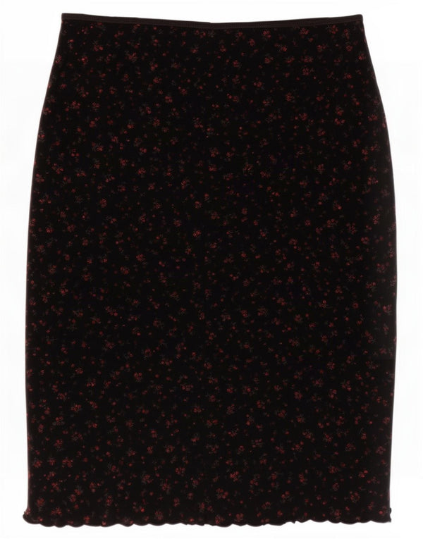Vintage Womens Pencil Skirt W26 XS Black Floral