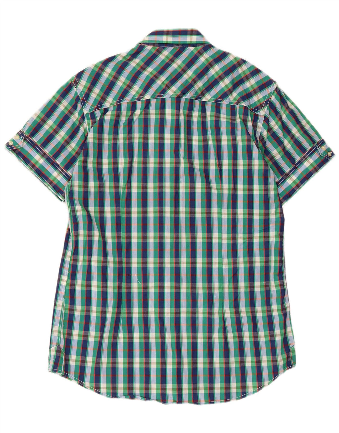 Camisa militar masculina Carrera Slim Fit manga curta xadrez grande multicolorida