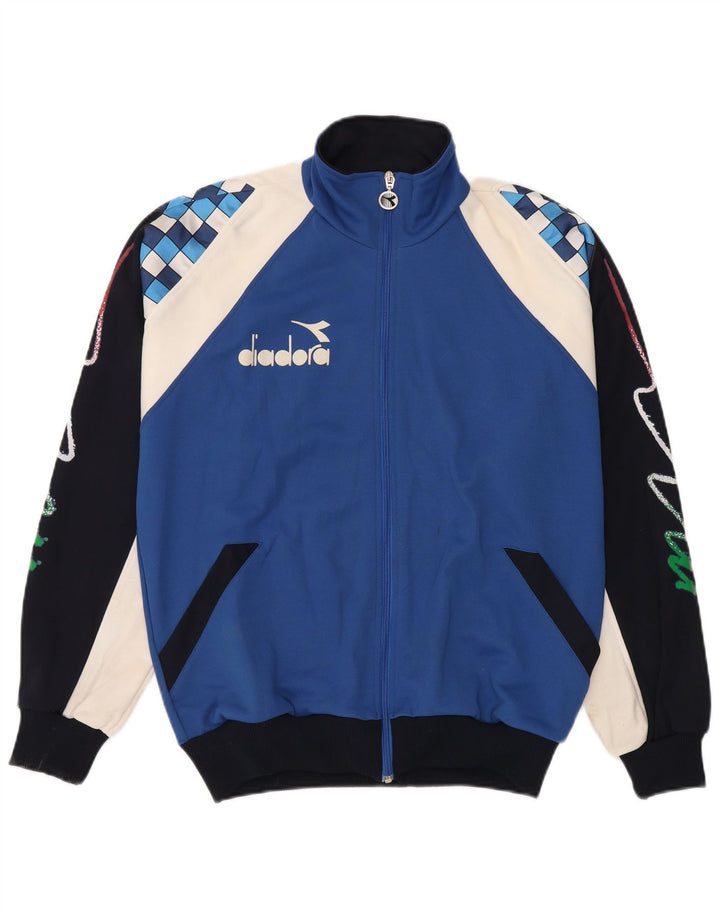 Diadora Mens Graphic Tracksuit Top Jacket Grande Azul Colorblock Poliéster