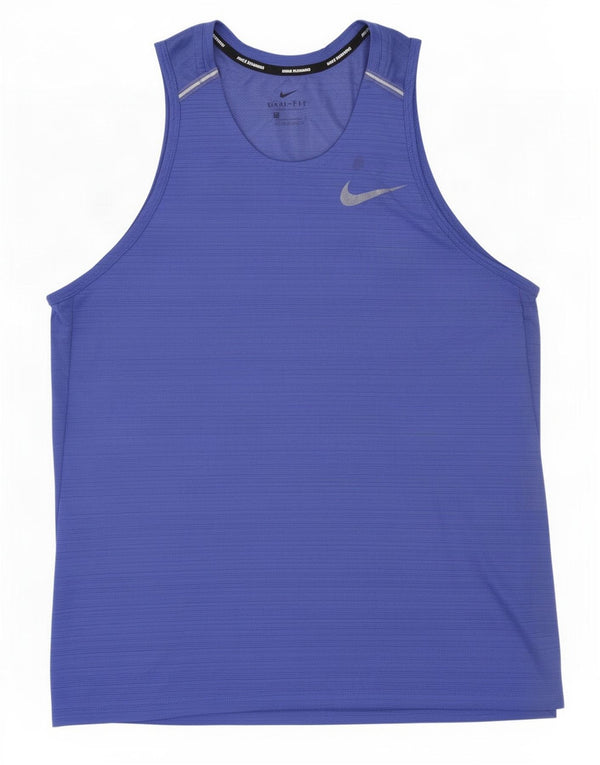 Colete Nike Masculino Dri Fit Top Grande Listrado Azul Poliéster