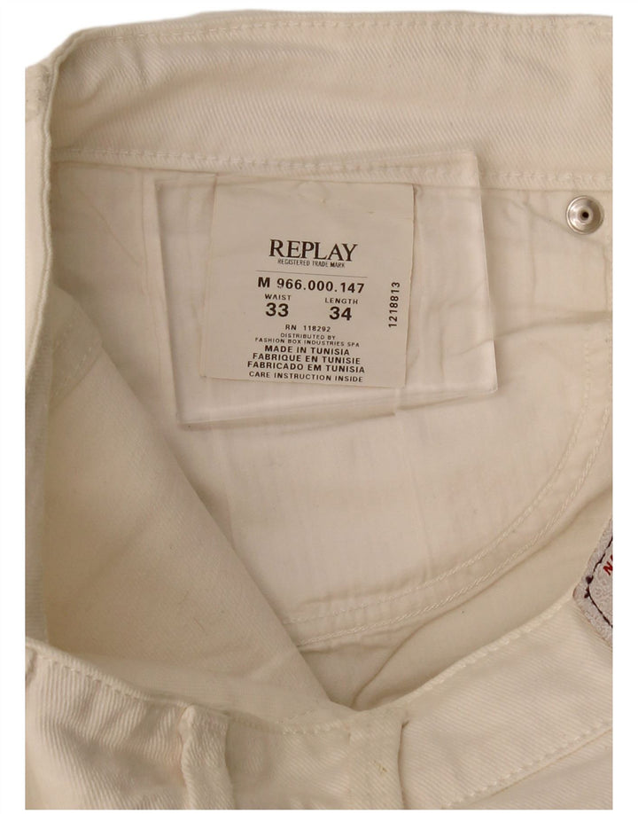 REPLAY Womens Slim Jeans W33 L34 White Cotton