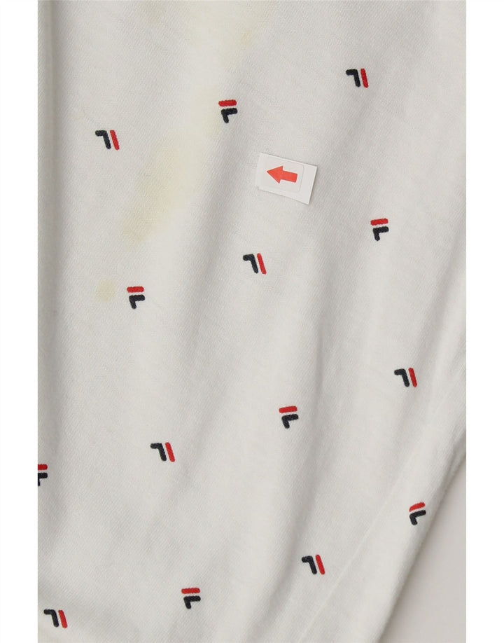 Camisa polo masculina Fila Graphic pequena algodão branco