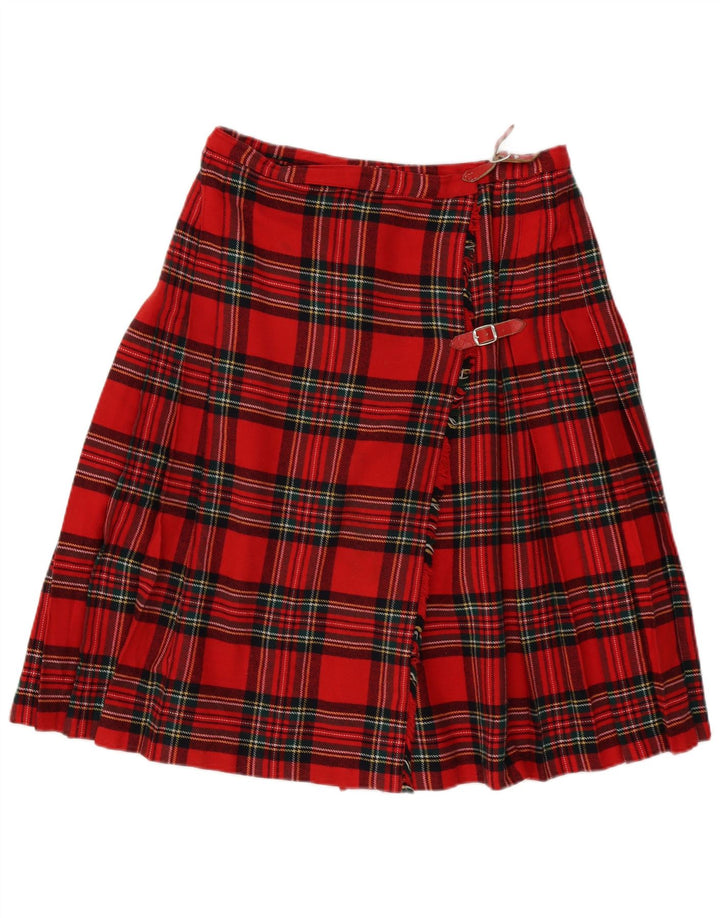 Saia feminina vintage plissada W32 grande xadrez vermelho