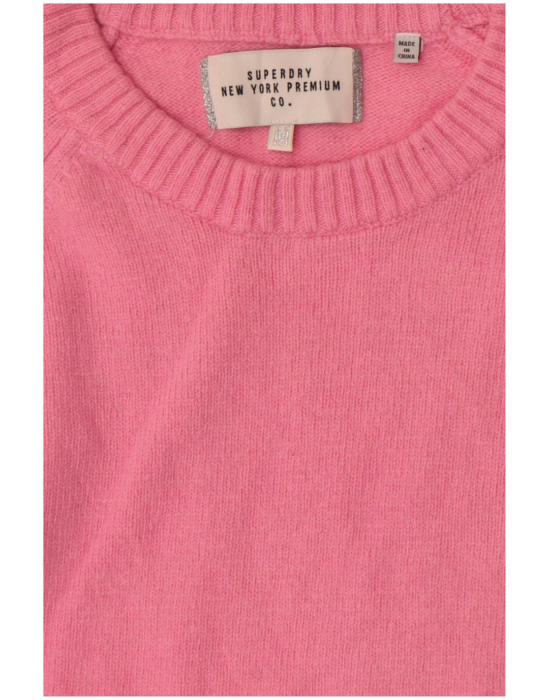 Suéter feminino Superdry com gola redonda, Reino Unido 14, rosa médio