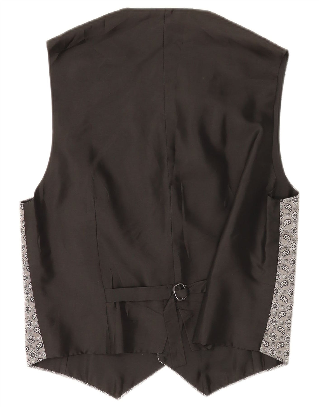Colete masculino vintage pequeno cinza paisley seda