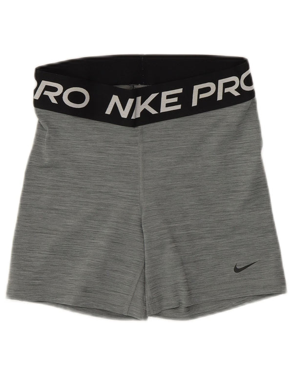 Shorts esportivos femininos NIKE Dri Fit Graphic UK 10 pequeno cinza poliéster