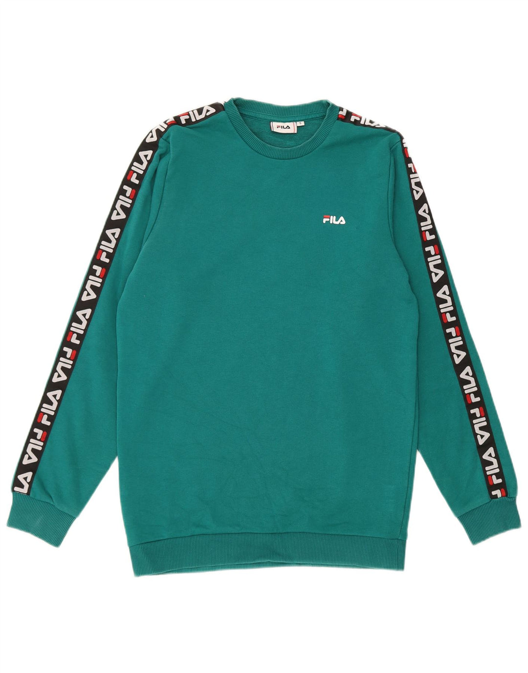 Fila Mens Graphic Moletom Jumper Pequeno Algodão Verde