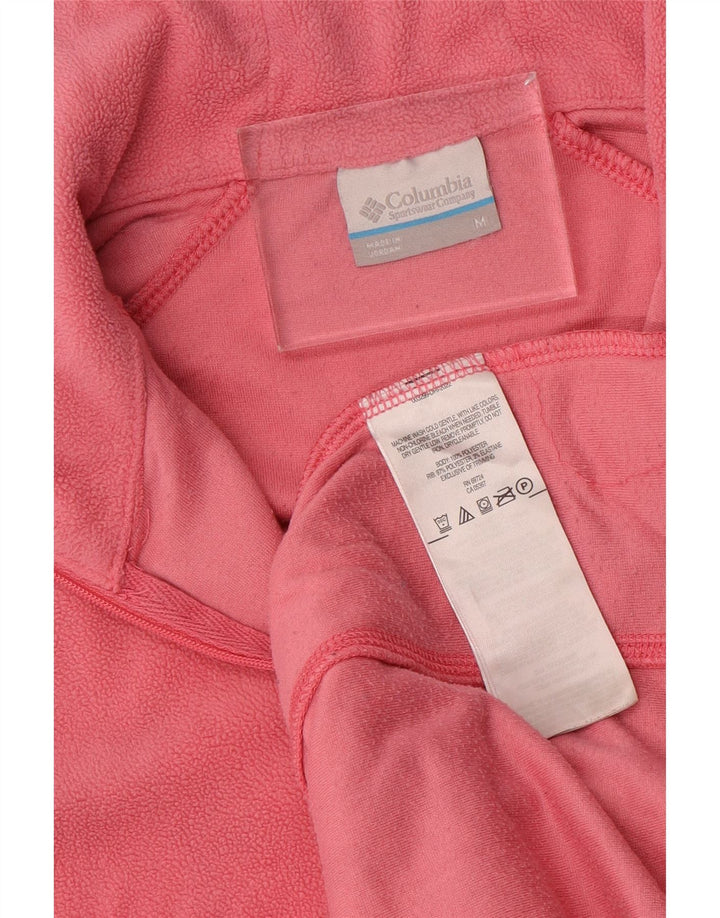 Suéter de lã feminino COLUMBIA com zíper e gola UK 12 poliéster rosa médio