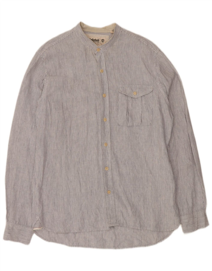 Camisa masculina TIMBERLAND Regular Fit grande linho listrado azul