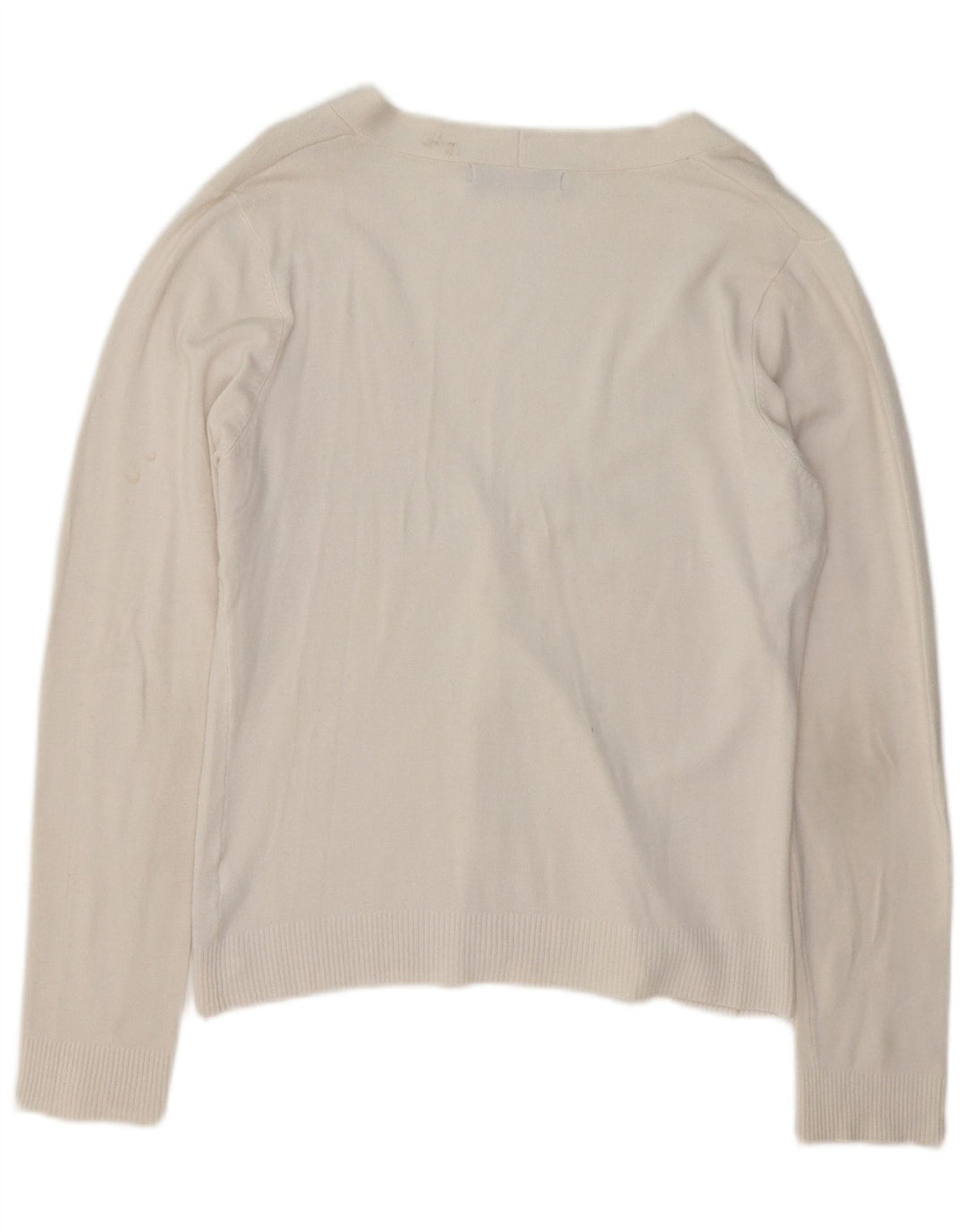 Suéter cardigã feminino Zara Reino Unido 16 grande rayon branco