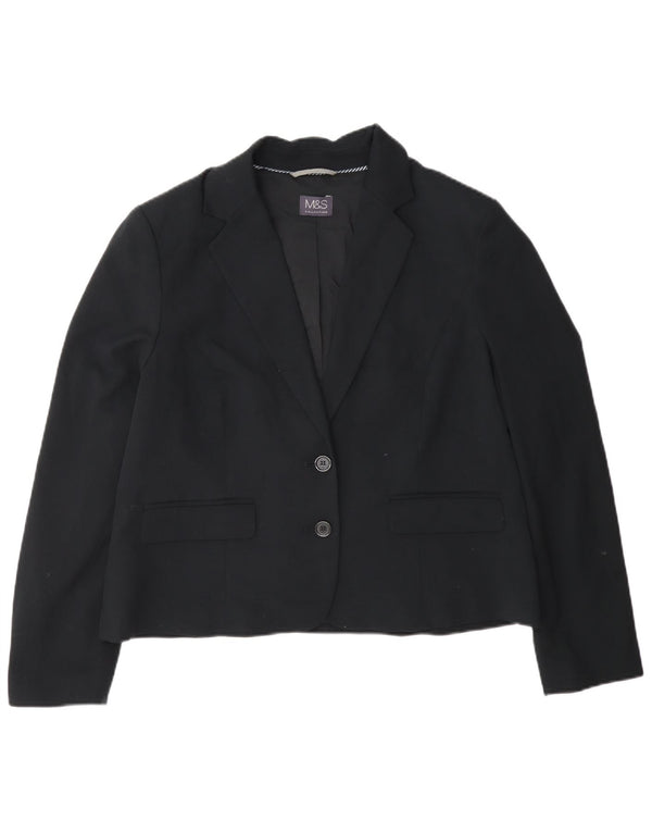 Jaqueta Blazer Feminina Marks & Spencer Crop 2 Botões Reino Unido 16 Grande Preto