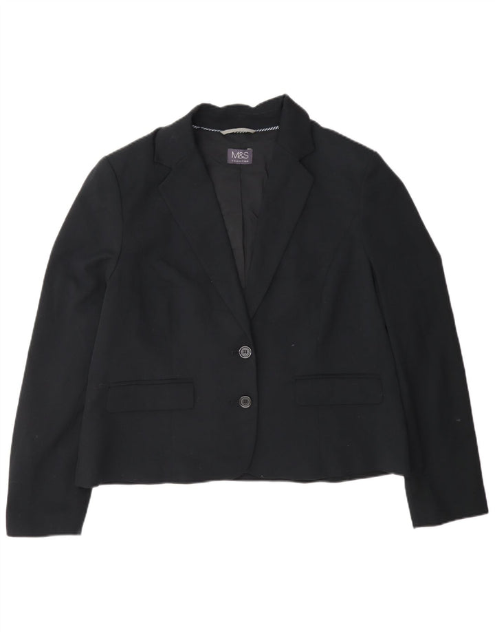 Jaqueta Blazer Feminina Marks & Spencer Crop 2 Botões Reino Unido 16 Grande Preto