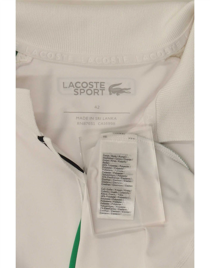 Camisa polo feminina Lacoste tamanho 42 grande poliéster colorblock branco
