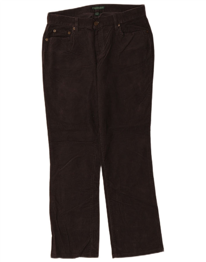 Calça feminina reta de veludo RALPH LAUREN EUA 8 médio W30 L28 cinza