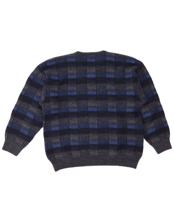 Suéter masculino FAIRBANKS com decote em V IT 56 XL azul marinho xadrez lã virgem