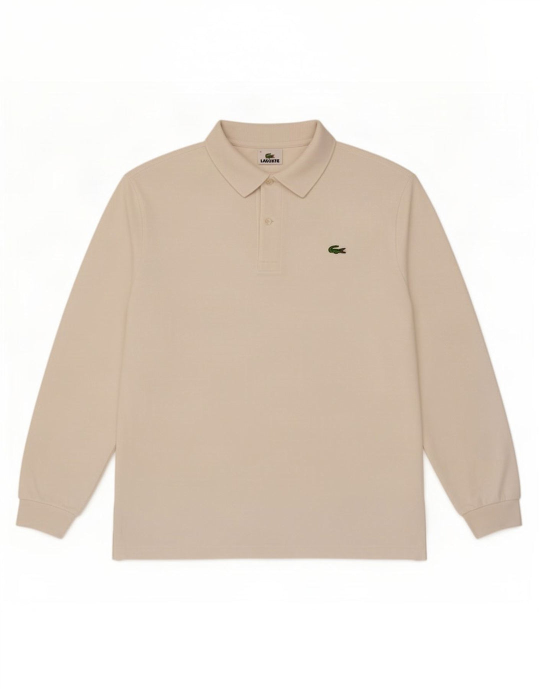 Camisa polo masculina de manga comprida Lacoste tamanho 4 médio branco