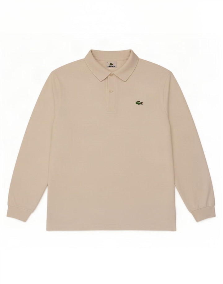 Camisa polo masculina de manga comprida Lacoste tamanho 4 médio branco