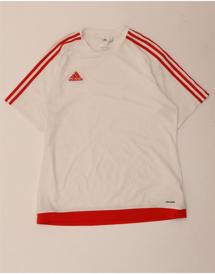 Adidas Mens Climalite Camiseta Top Grande Branco Colorblock Poliéster
