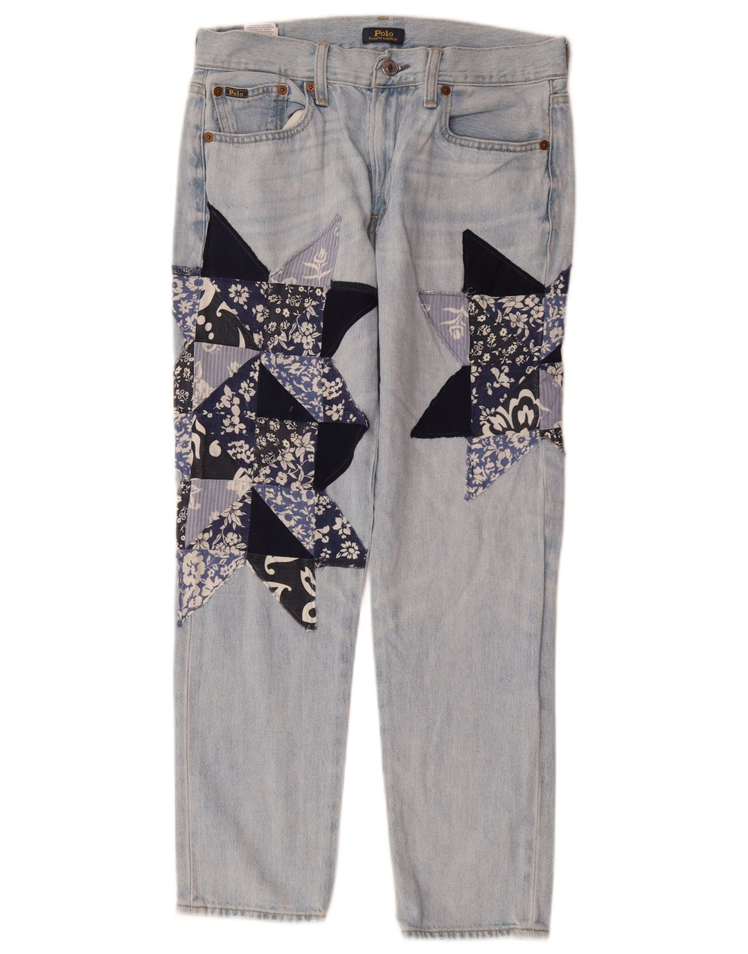 POLO RALPH LAUREN Jeans retos femininos W26 L26 azul patchwork algodão